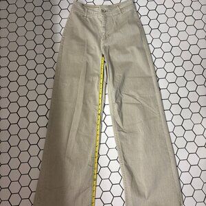 OAT Wide Leg Jeans Womens 4 27 Cream Sage Green High Rise Denim